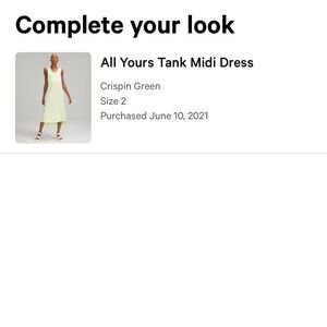 Lululemon All yours tank midi dress in crispin green